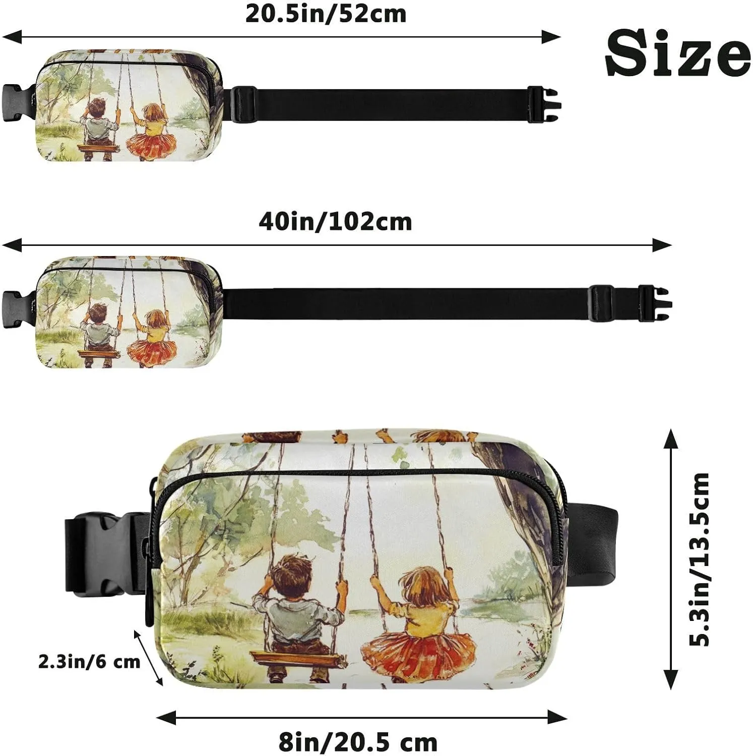Boys Girls Swing Park Fashion Fanny Pack Waist Bag for Men Women Waterproof Chest Belt Bum Bag with Adjustable Strap for Travel Running Hiking