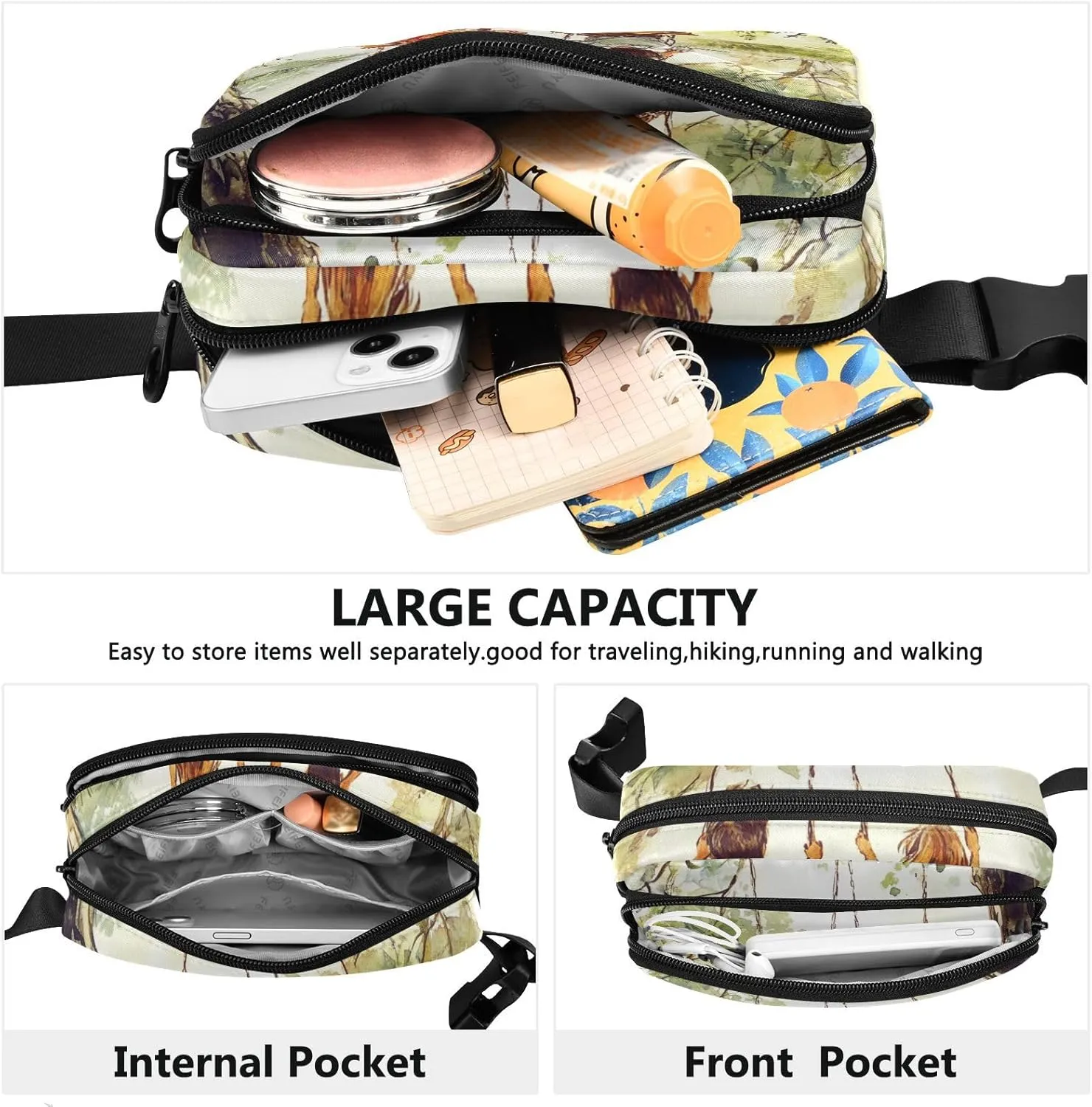 Boys Girls Swing Park Fashion Fanny Pack Waist Bag for Men Women Waterproof Chest Belt Bum Bag with Adjustable Strap for Travel Running Hiking