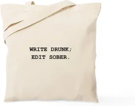 CafePress Edit Sober Black Tote Bag Natural Canvas Tote Bag, Reusable Shopping Bag