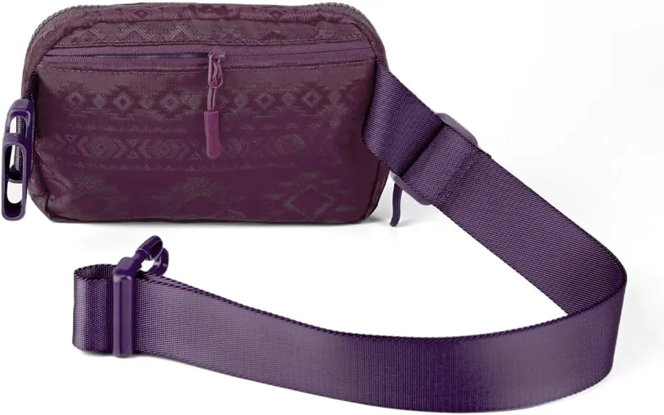 C.C Aztec Pattern Belt Bag - Fanny Pack & Crossbody Bag for Women - Fashion Waist Pack with Adjustable Strap - Plum