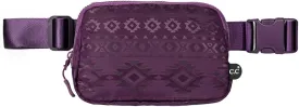 C.C Aztec Pattern Belt Bag - Fanny Pack & Crossbody Bag for Women - Fashion Waist Pack with Adjustable Strap - Plum