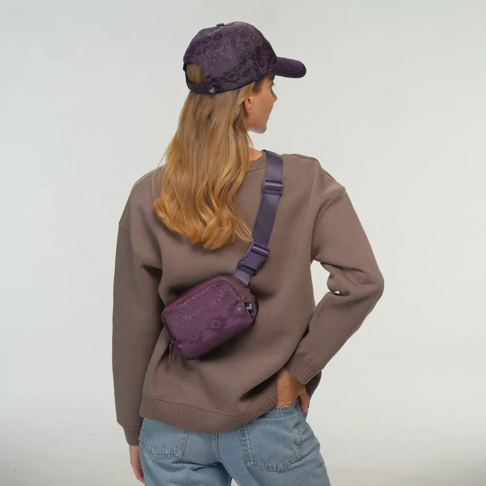 C.C Aztec Pattern Belt Bag - Fanny Pack & Crossbody Bag for Women - Fashion Waist Pack with Adjustable Strap - Plum
