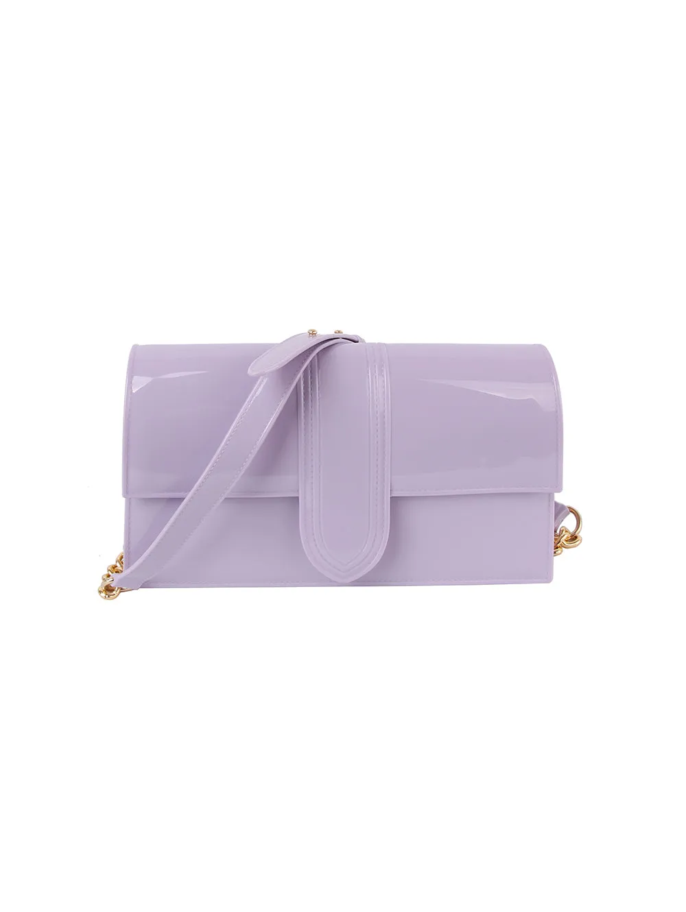 Chain Accented Jelly Shoulder Bag