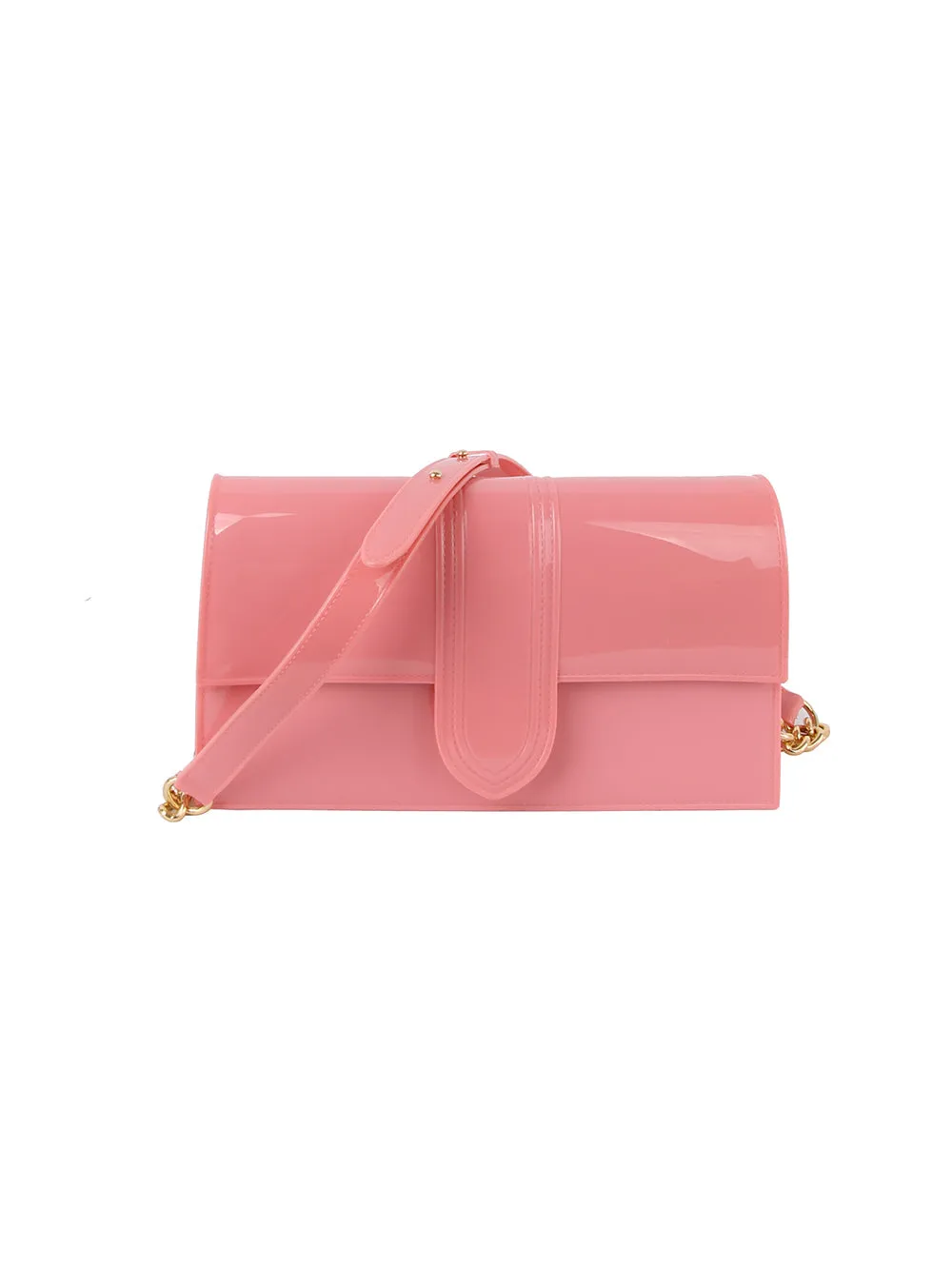 Chain Accented Jelly Shoulder Bag