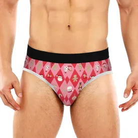 Classic Men's Briefs Underwear Christmas Red Pink Grid Breathable and Soft Comfort Triangle Underwear Men S-3XL