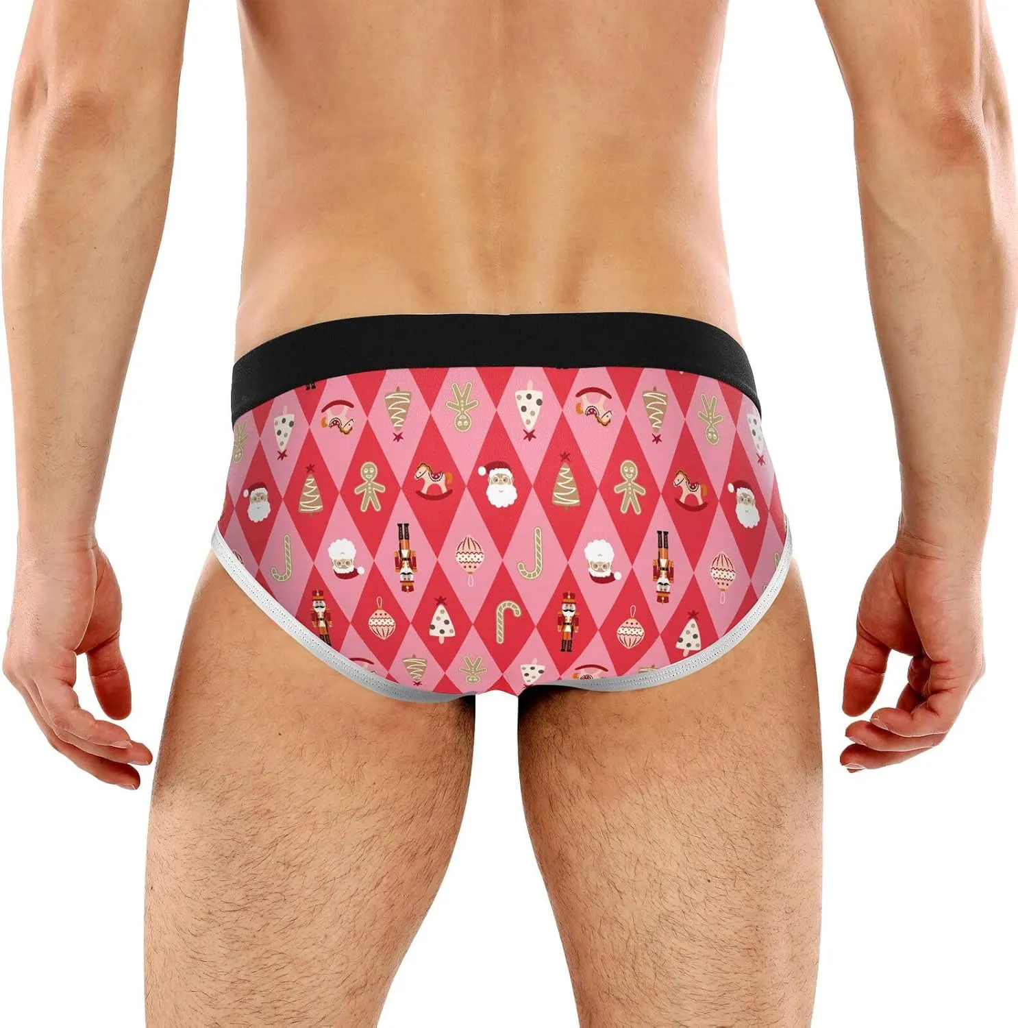 Classic Men's Briefs Underwear Christmas Red Pink Grid Breathable and Soft Comfort Triangle Underwear Men S-3XL