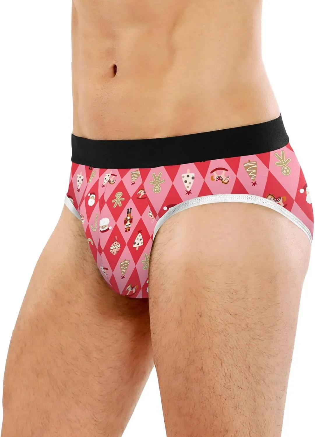 Classic Men's Briefs Underwear Christmas Red Pink Grid Breathable and Soft Comfort Triangle Underwear Men S-3XL