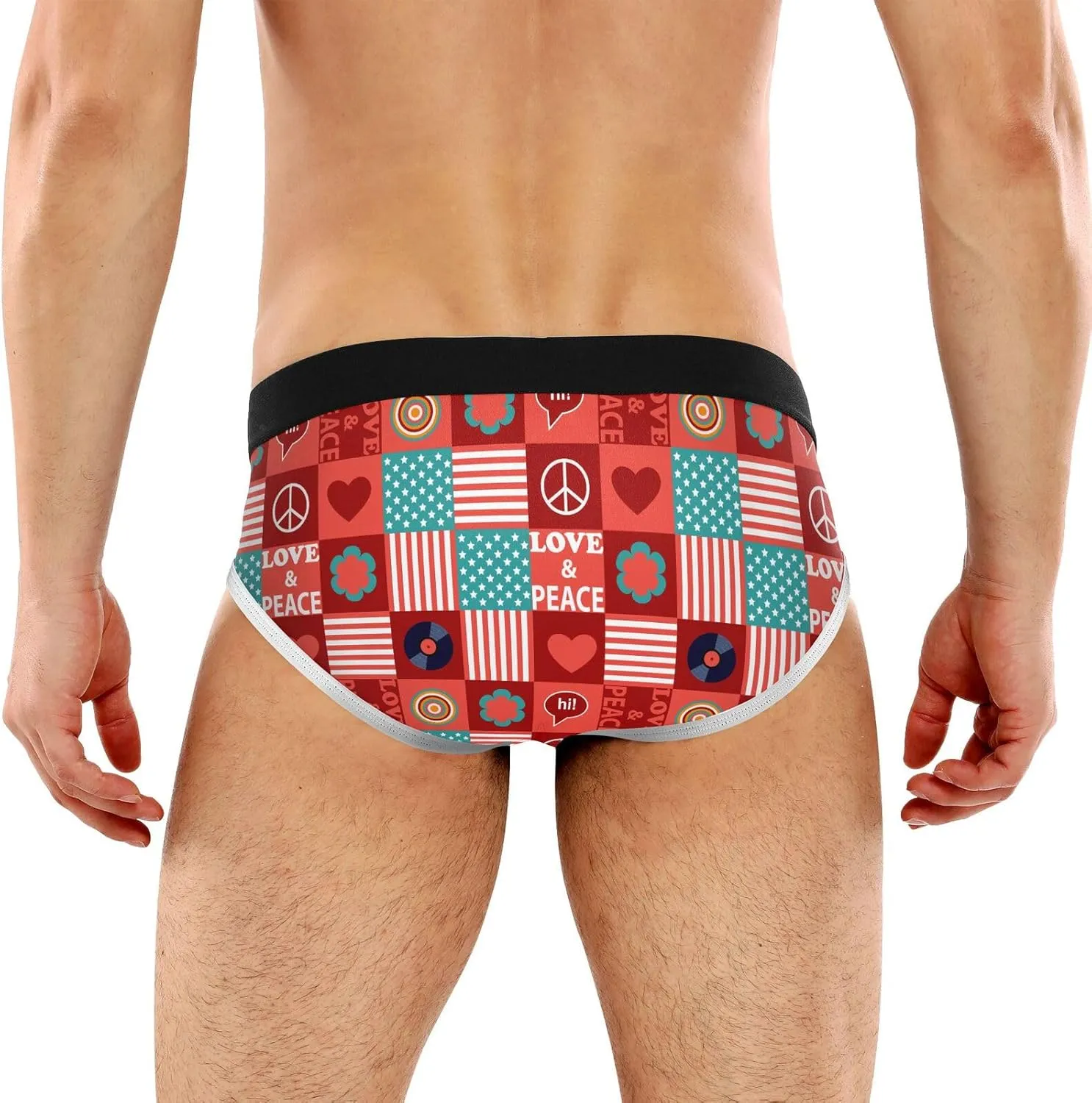 Classic Men's Underwear Briefs Checkered Stripes Colorful Grid Breathable and Soft Triangle Underwear