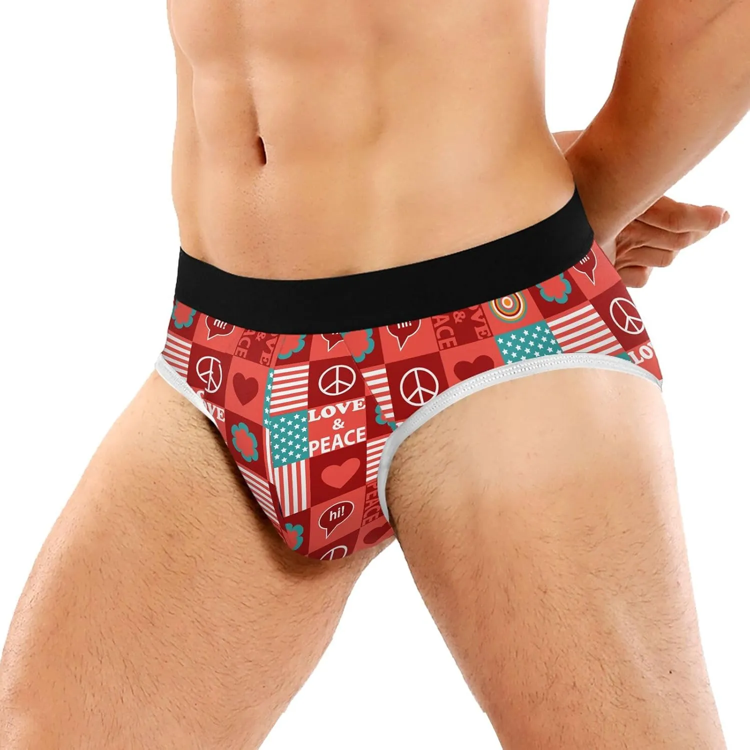 Classic Men's Underwear Briefs Checkered Stripes Colorful Grid Breathable and Soft Triangle Underwear