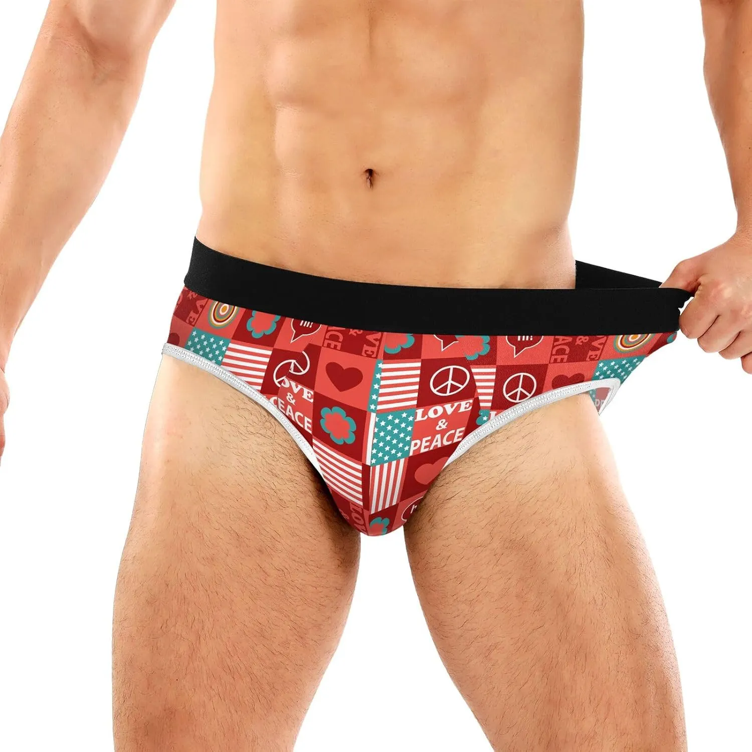 Classic Men's Underwear Briefs Checkered Stripes Colorful Grid Breathable and Soft Triangle Underwear