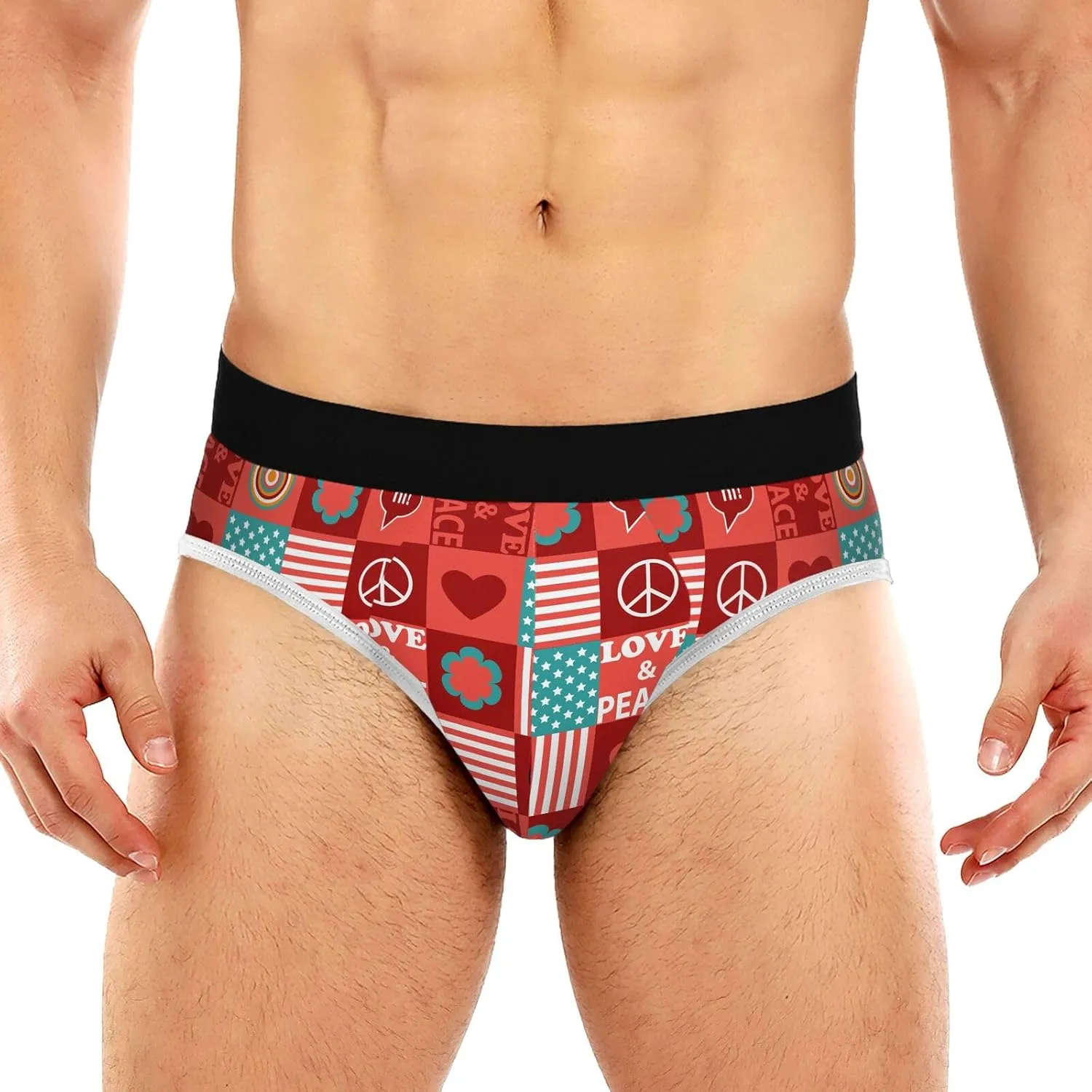 Classic Men's Underwear Briefs Checkered Stripes Colorful Grid Breathable and Soft Triangle Underwear