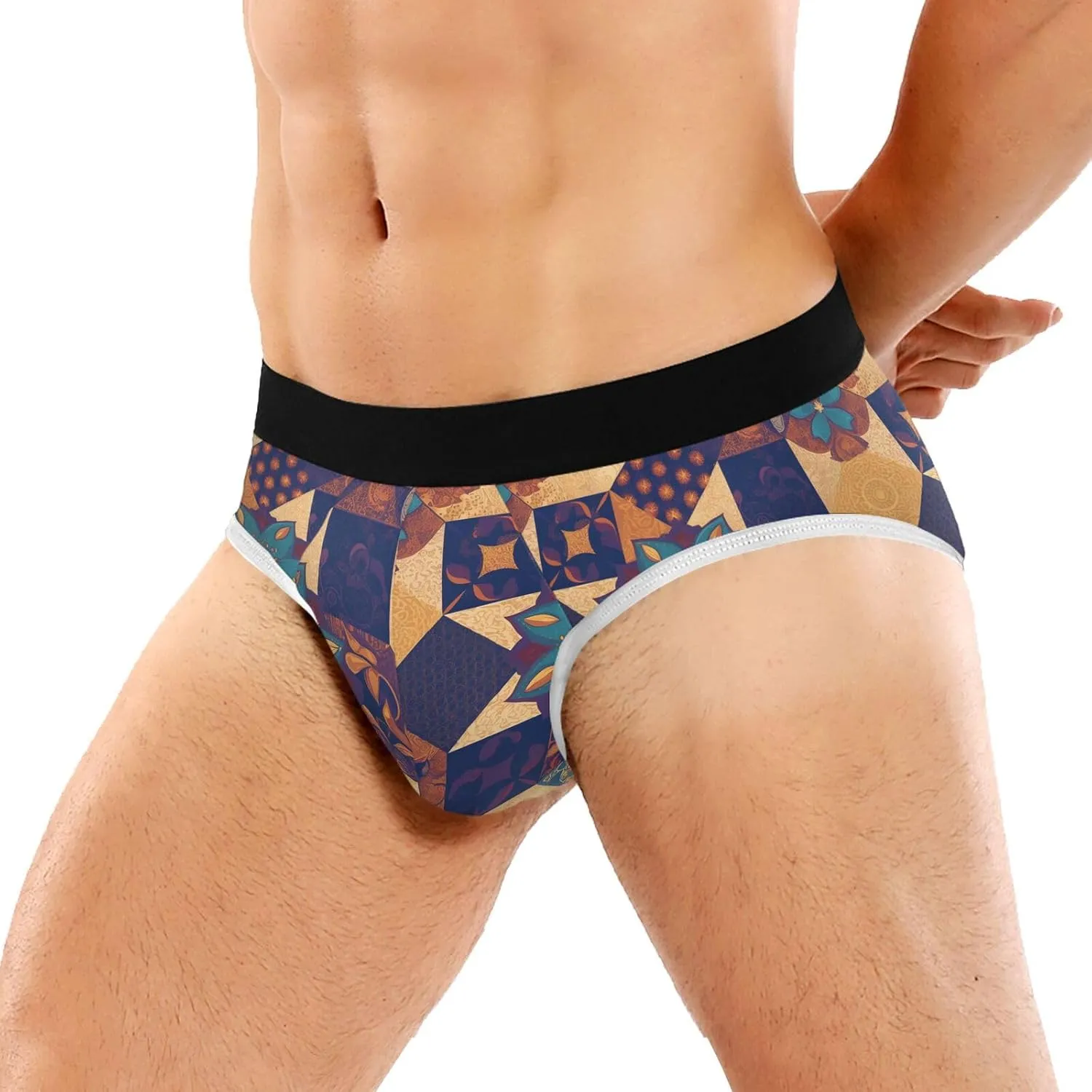 Classic Men's Underwear Briefs Mandala Retro Flower Grid Breathable and Soft Comfort Triangle Underwear