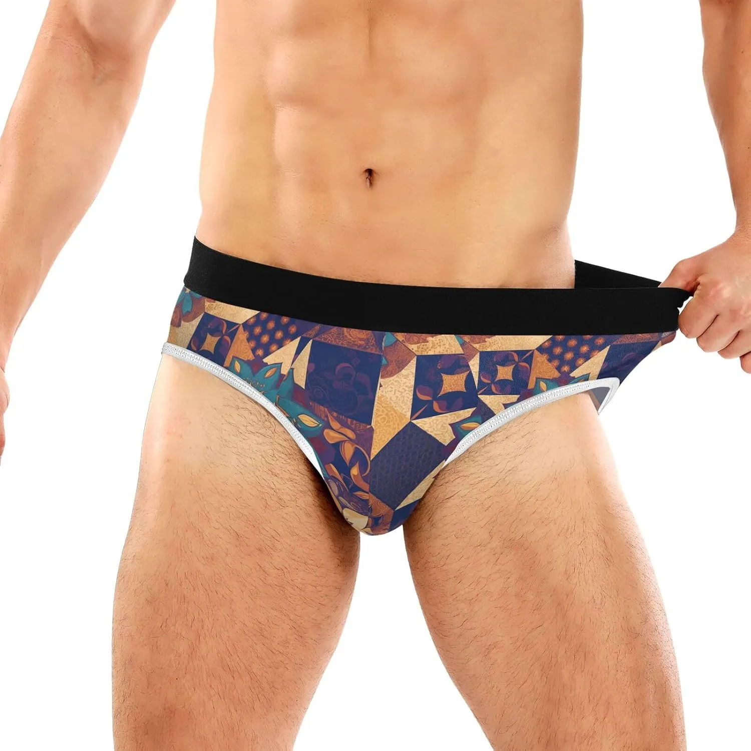 Classic Men's Underwear Briefs Mandala Retro Flower Grid Breathable and Soft Comfort Triangle Underwear