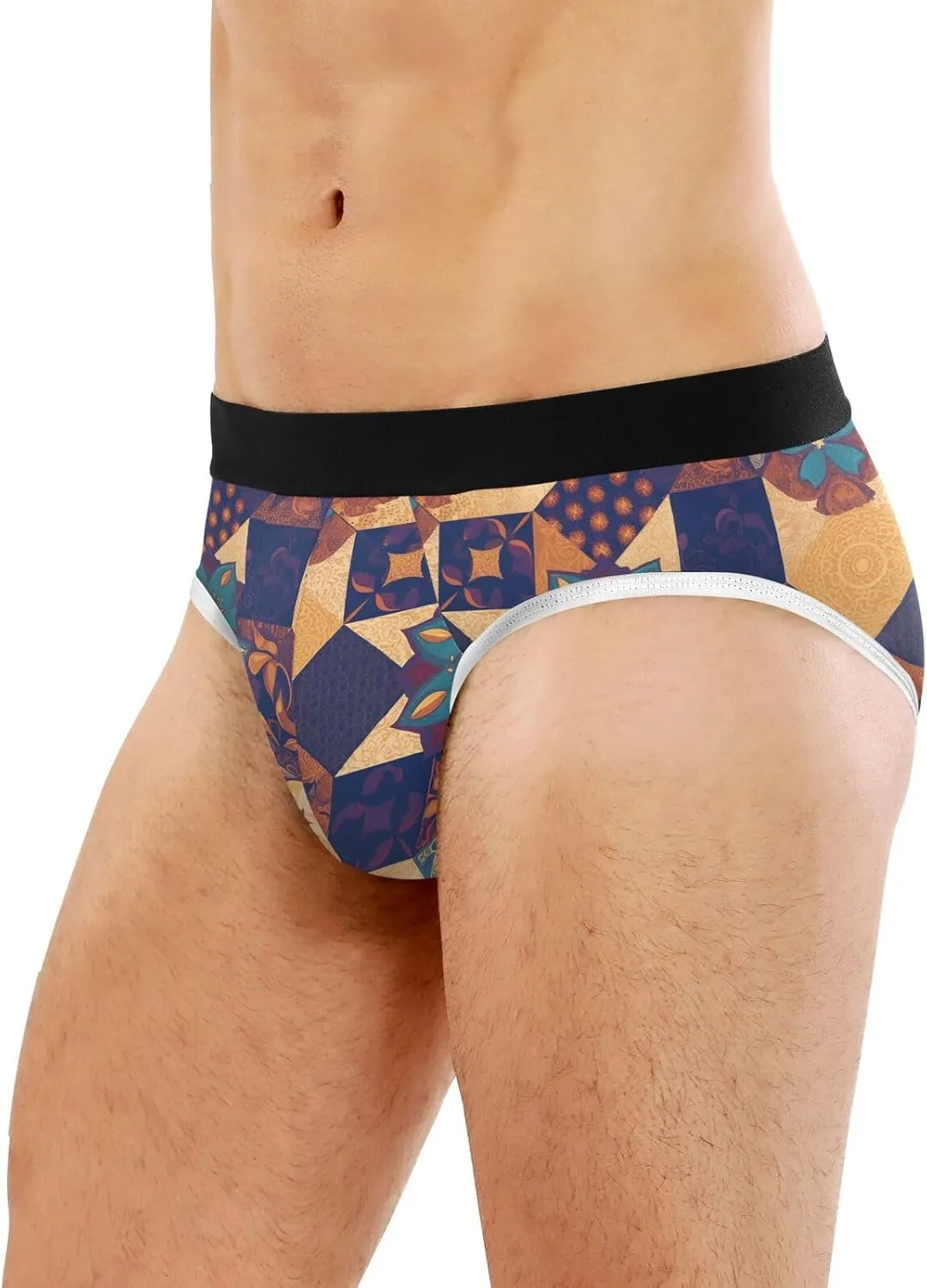 Classic Men's Underwear Briefs Mandala Retro Flower Grid Breathable and Soft Comfort Triangle Underwear