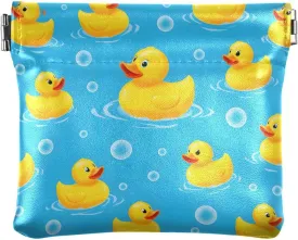 Coin Purse for Women Cute Duck Bubbles Blue Water Coin Pouch Change Holder PU Leather Mini Wallet Portable Coin Bag Money Pocket