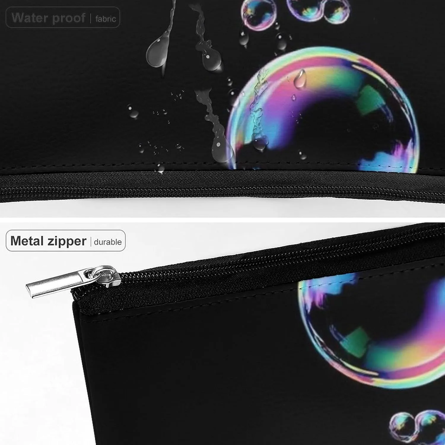 Cool Trippy Space Bubble Astronaut Art Makeup Bag, Women's PU Leather Cosmetic Case for Brushes and Eyeshadow Palettes, Large Capacity Makeup Pouch for Travel