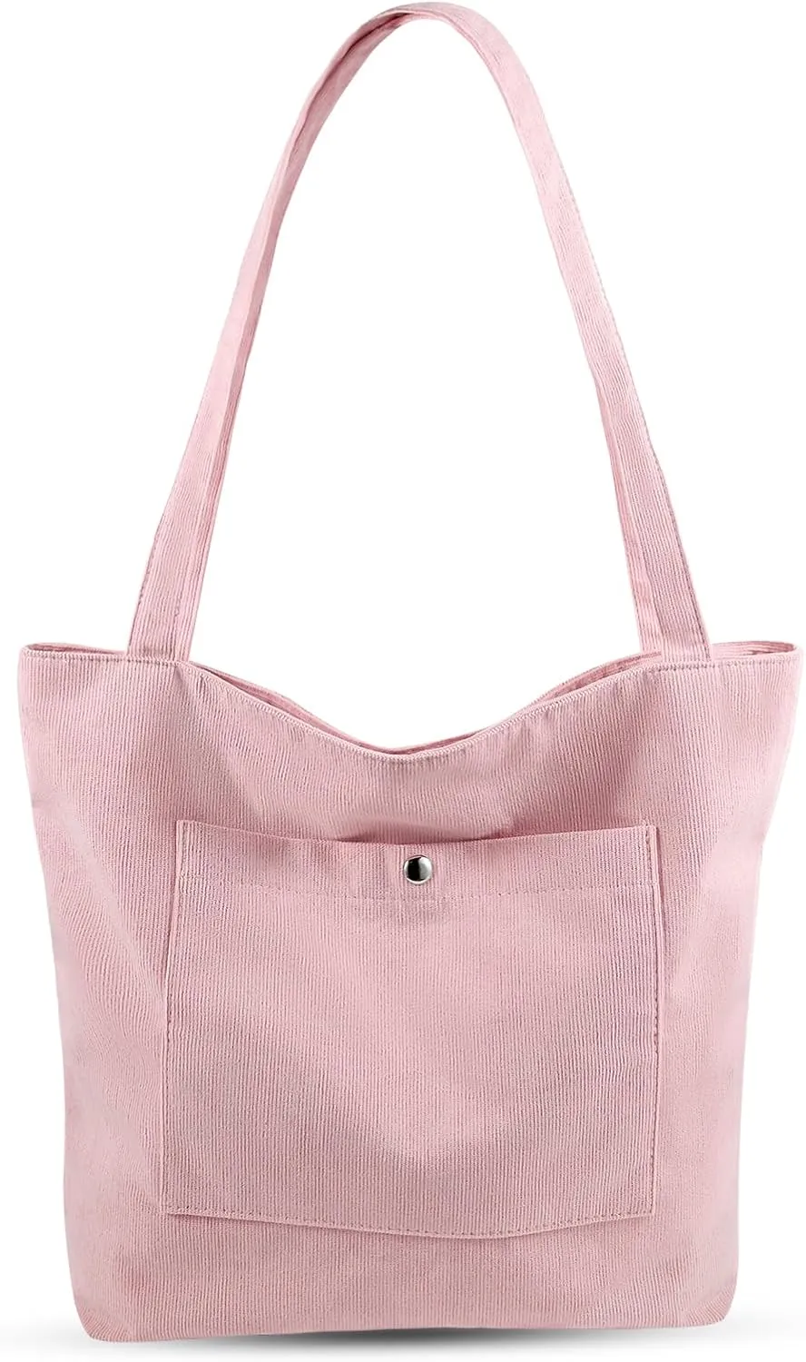 Corduroy Tote Bag for Women, Large Capacity, Adjustable Shoulder Strap, Main Zippered Pocket