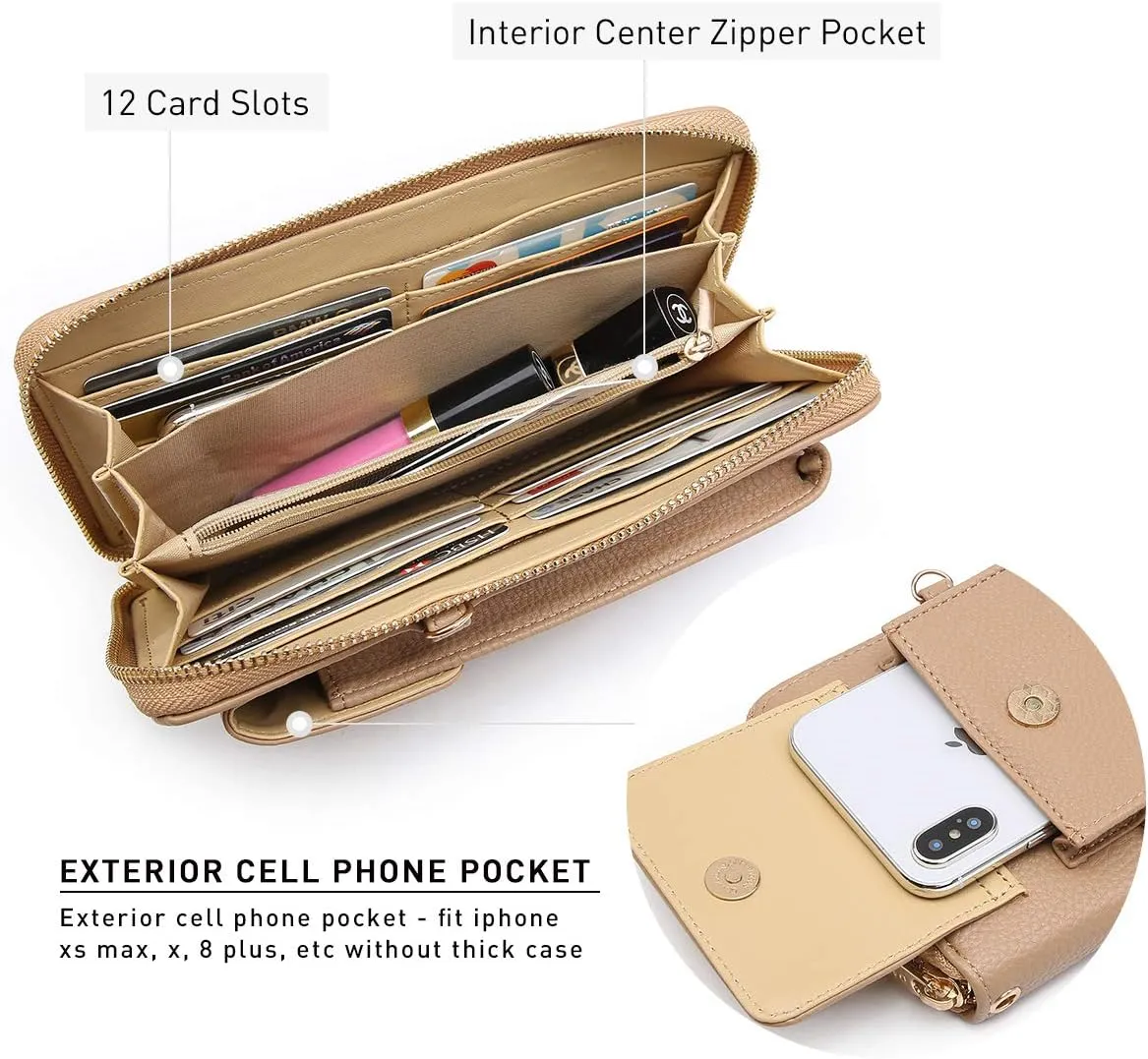 Dasein Crossbody Bag Phone Purse Handbag for Women Shoulder Bag Credit Card Wristlet Wallet with Multi Pockets