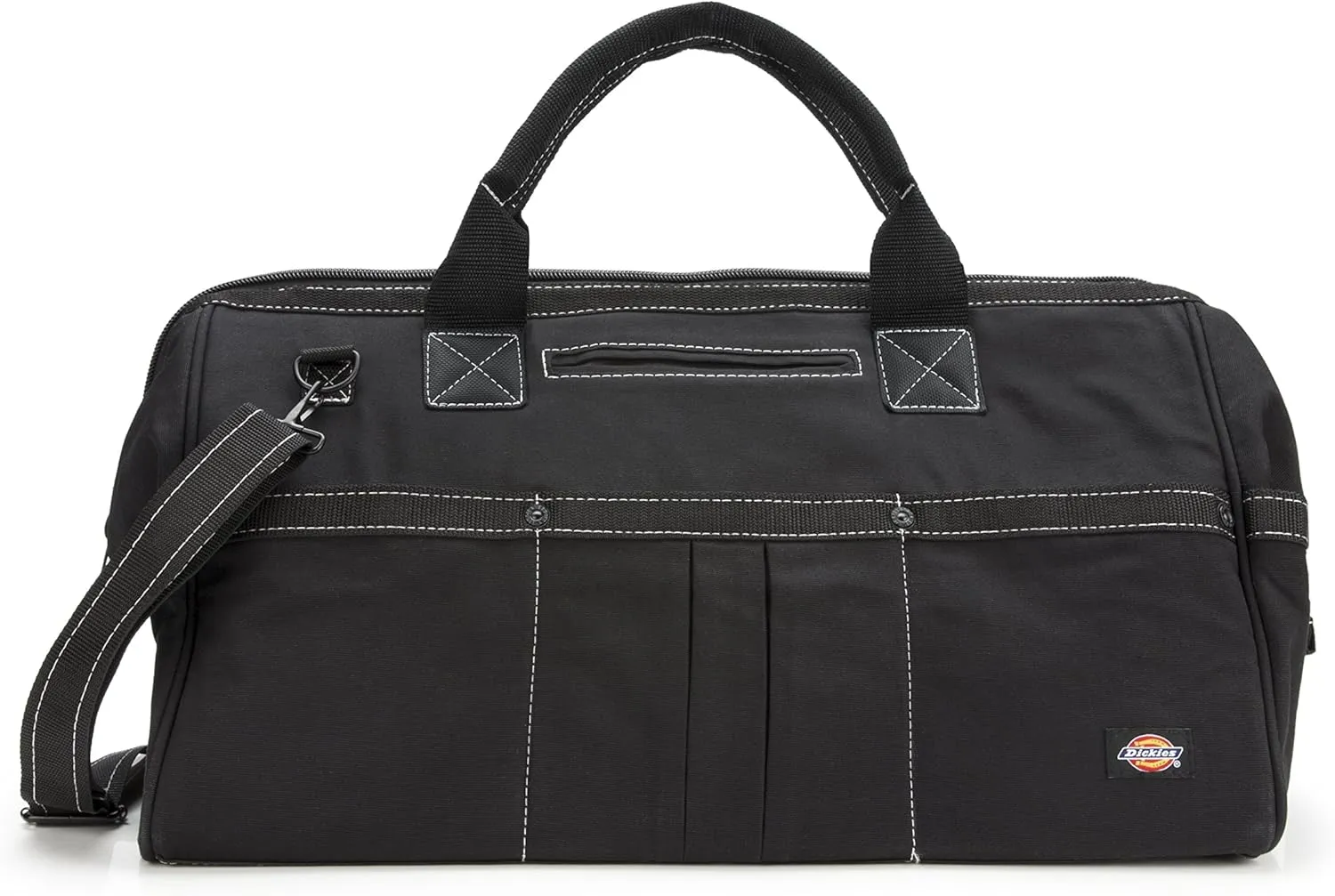 Dickies 20-Inch Durable Canvas Work Bag for Painters, Carpenters, and Builders, Heavy-Duty Zipper, Reinforced Handles, Exterior Pockets, Shoulder Strap, Black