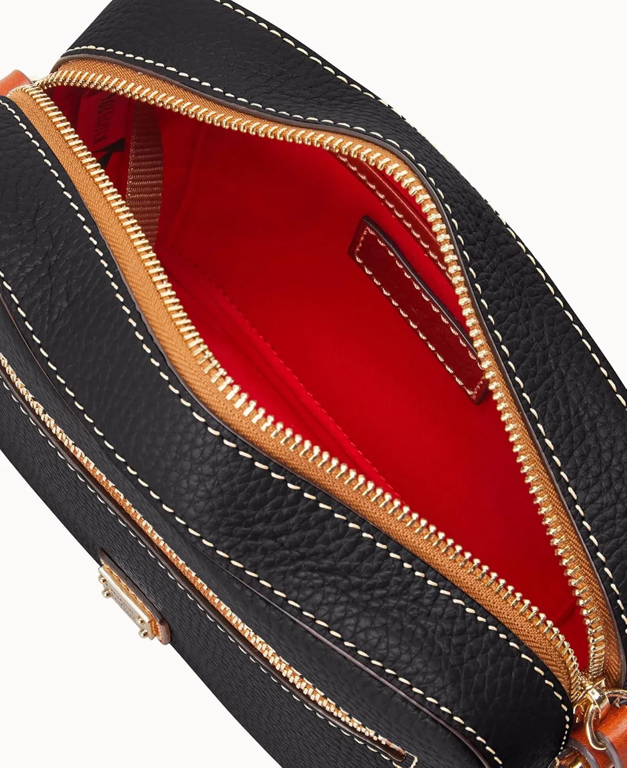 Dooney & Bourke Women's Camera Zip Crossbody in Pebble Grain Leather, Small Handbag with Adjustable Shoulder Strap