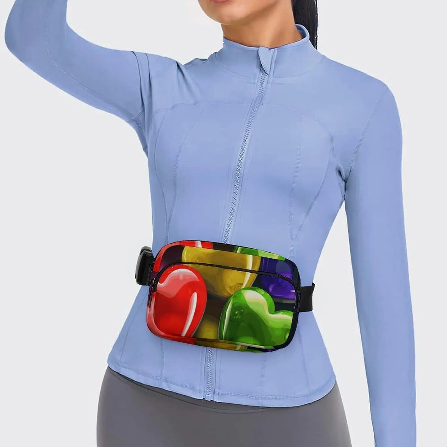 Fanny Pack for Men&Women Crossbody Waist Bag Small Sling Backpack Rainbow Colored Hearts Belt Bag