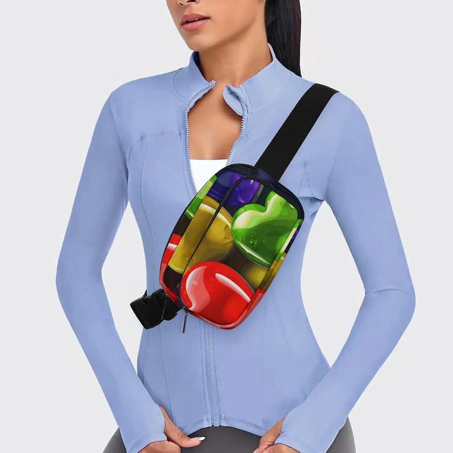 Fanny Pack for Men&Women Crossbody Waist Bag Small Sling Backpack Rainbow Colored Hearts Belt Bag