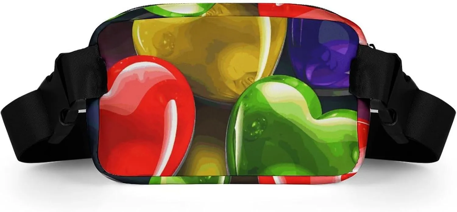 Fanny Pack for Men&Women Crossbody Waist Bag Small Sling Backpack Rainbow Colored Hearts Belt Bag