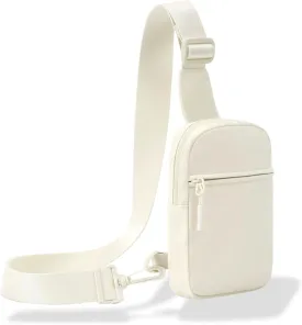FORZAROCKET Ultralight Sling Bag w/Long Strap 70"  Small Crossbody Bag w/Extended Strap  Women Men Fanny Pack w/Anti-Theft Pocket  Two-Way Durable Zipper  Travel & Plus Size Friendly, Cream White