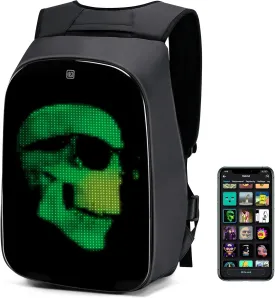 Gelrova LED Motorcycle Helmet Backpack Rampage Serise, 17 Inch Cool DIY Pixel Art Animation Fashion LED Display LaptopProgramming Backpack, Unique Gift for Men or Women