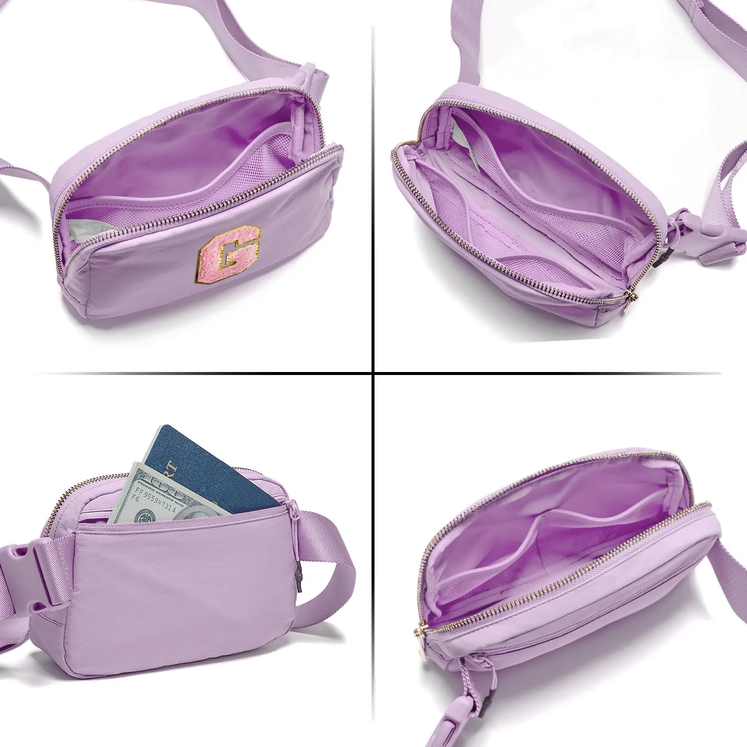 Gitus Initial Belt Bag Fanny Pack Crossbody Bag for Girls Birthday Gifts Age 8-10 Teen Girl Gifts Trend Stuff Personalized Letter Gifts for Daughter Sister (Lavender-G)