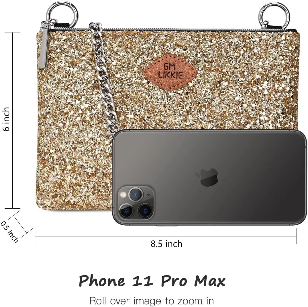 GM LIKKIE Crossbody Clutch Purse for Women, Glitter Evening Bag, Sequin Wedding Handbag for Party