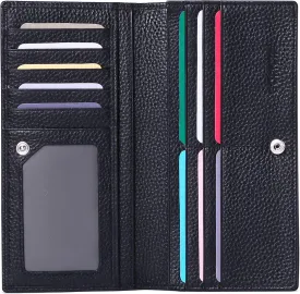 GOIACII Wallets for Women RFID Blocking Ultra Slim Real Leather Credit Card Holder Clutch