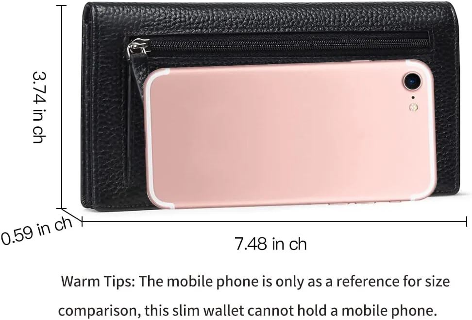 GOIACII Wallets for Women RFID Blocking Ultra Slim Real Leather Credit Card Holder Clutch