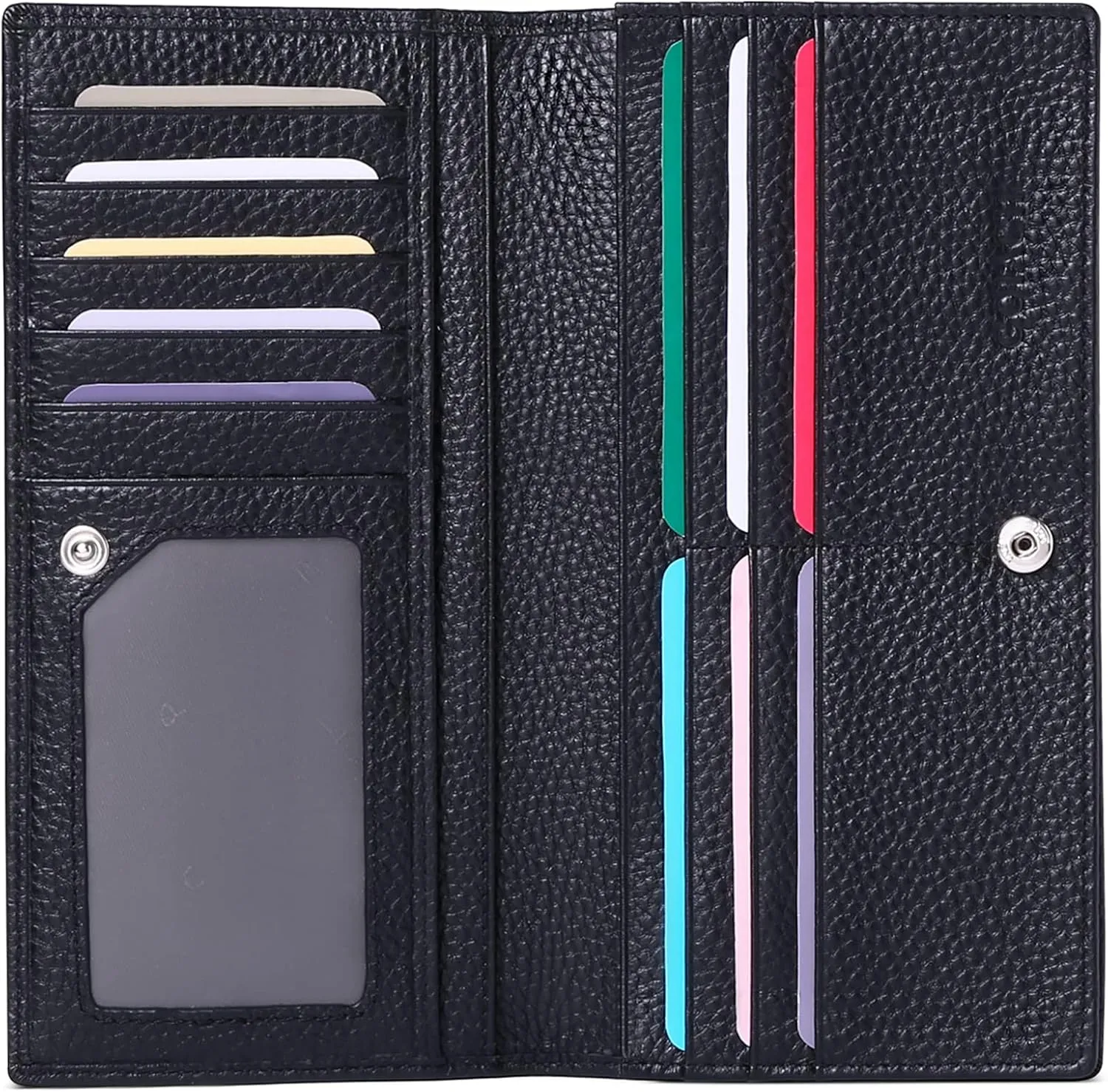 GOIACII Wallets for Women RFID Blocking Ultra Slim Real Leather Credit Card Holder Clutch