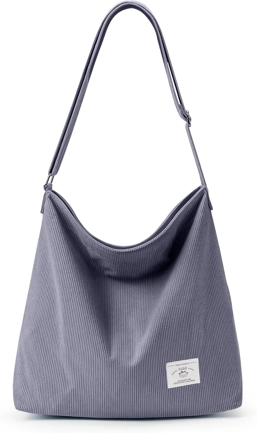 KALIDI Corduroy Tote Bag for Women Casual Zipper Tote Handbag Large Crossbody Hobo Shoulder Bag Work Fashion Women Purse