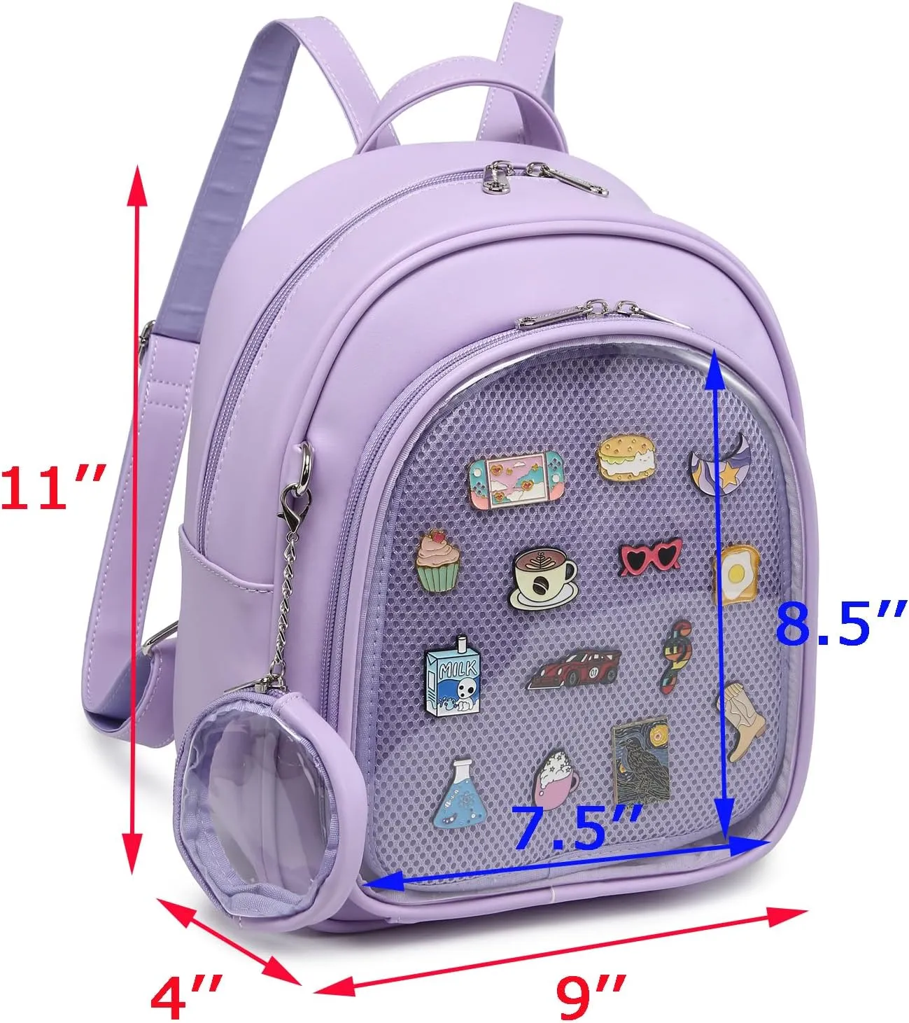 Kawaii Backpack PU Leather Ita Bag Aesthetic Cute Purse Pin Display