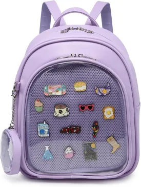 Kawaii Backpack PU Leather Ita Bag Aesthetic Cute Purse Pin Display
