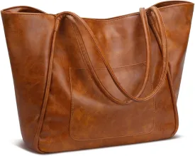 KKXIU Large Tote Bag for Women with Zipper Work Leather Travel Purse and Handbags