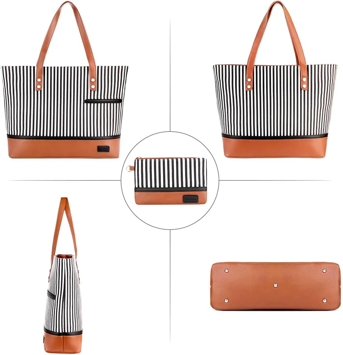Laptop Tote Bag for Women Large Canvas Womens Briefcase Waterproof Computer Bag Work Bags for Women Fits 15.6 inch Laptop