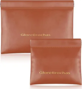 Makeup Bag for Purse:GlorBrochas PU Leather Makeup Pouch Set Large & Small Portable Cosmetic Bags, Waterproof Squeeze Top Coin Purse,Travel Organizer for Makeup,Lipstick, Jewelry,Earbuds(Brown)