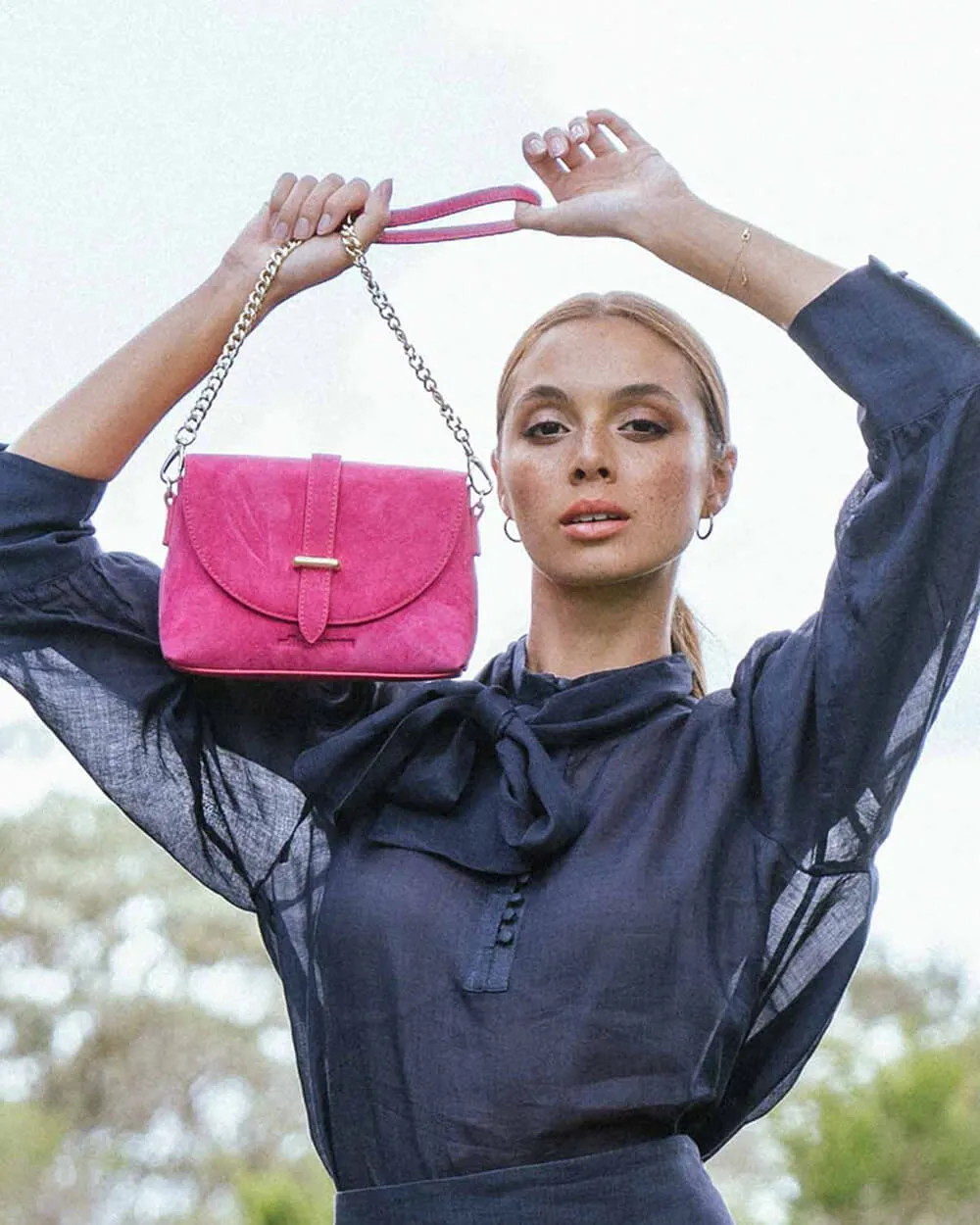 Mini Audrey - Hot Pink Suede