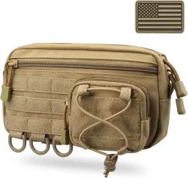 Molle Admin Pouch for Tactical Backpack, EDC Tool Pouch Organizer, Tactical Admin Pouch Molle, Belt Zipper Utility Waist Bag, Horizontal Phone Pouch with US Flag Patch