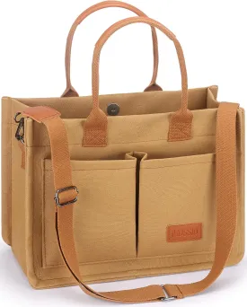 Mossio Large Canvas Tote Bag for Women with Pockets - Laptop Crossbody Work Tote Bag Everyday Bag Shoulder Purse Handbag