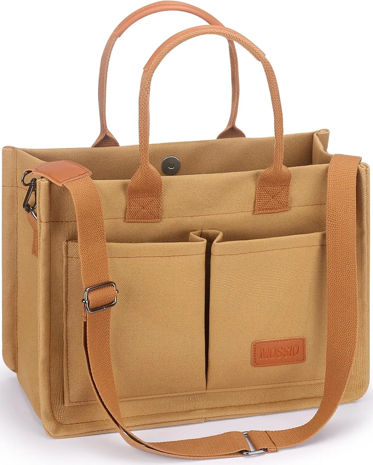 Mossio Large Canvas Tote Bag for Women with Pockets - Laptop Crossbody Work Tote Bag Everyday Bag Shoulder Purse Handbag