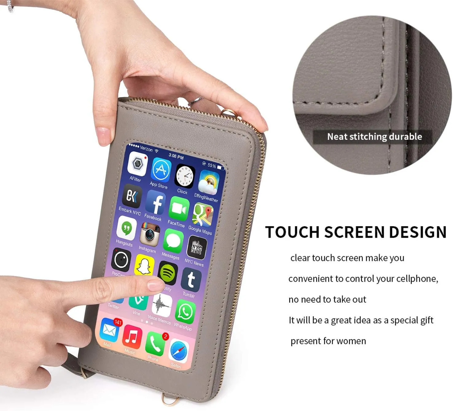 myfriday Small Crossbody Cell Phone Bag for Women, Mini Over Shoulder Handbag Purse with Credit Card Slots