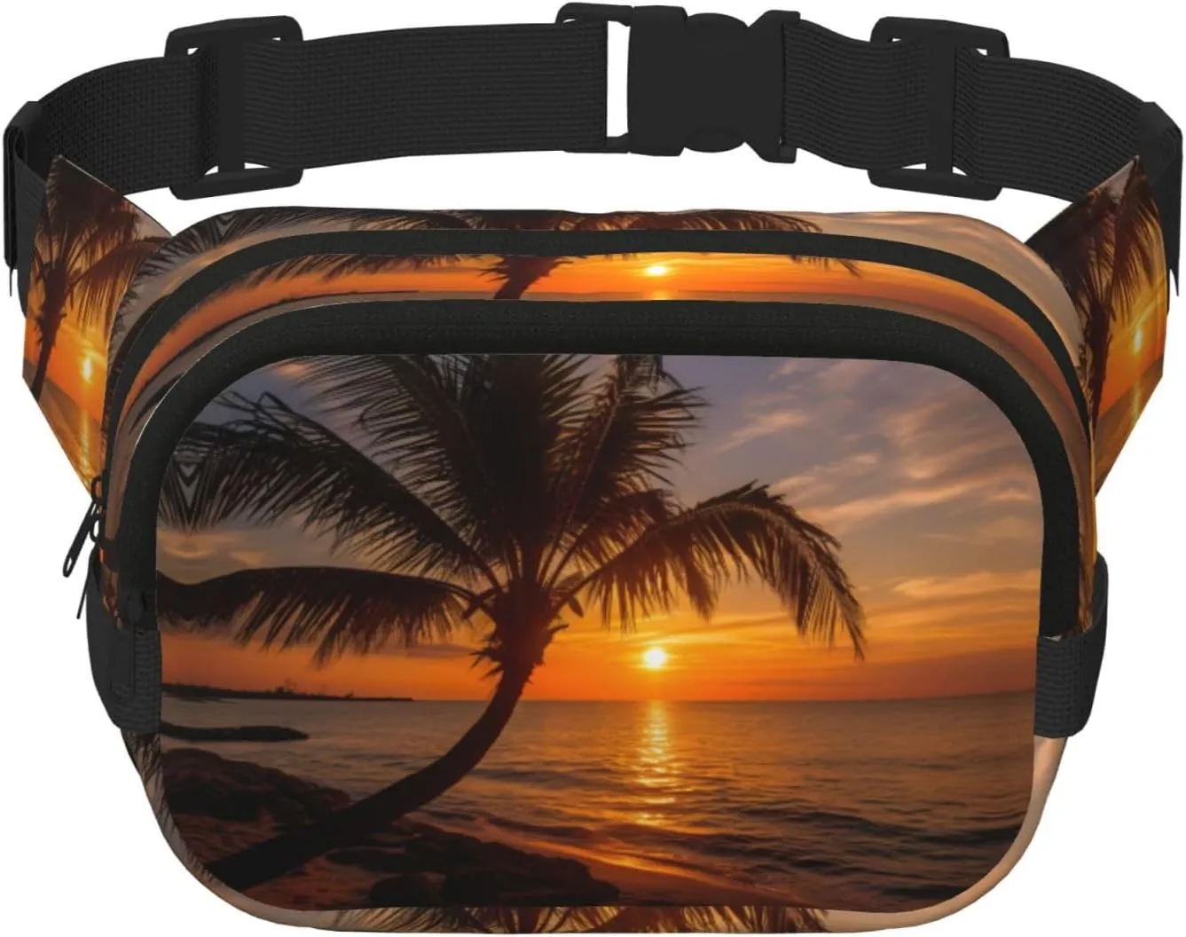 Palm Tree Sunset print Fashion Waist Packs Crossbody Belt Bag Fanny Pack for Women Crossbody for Traveling Running