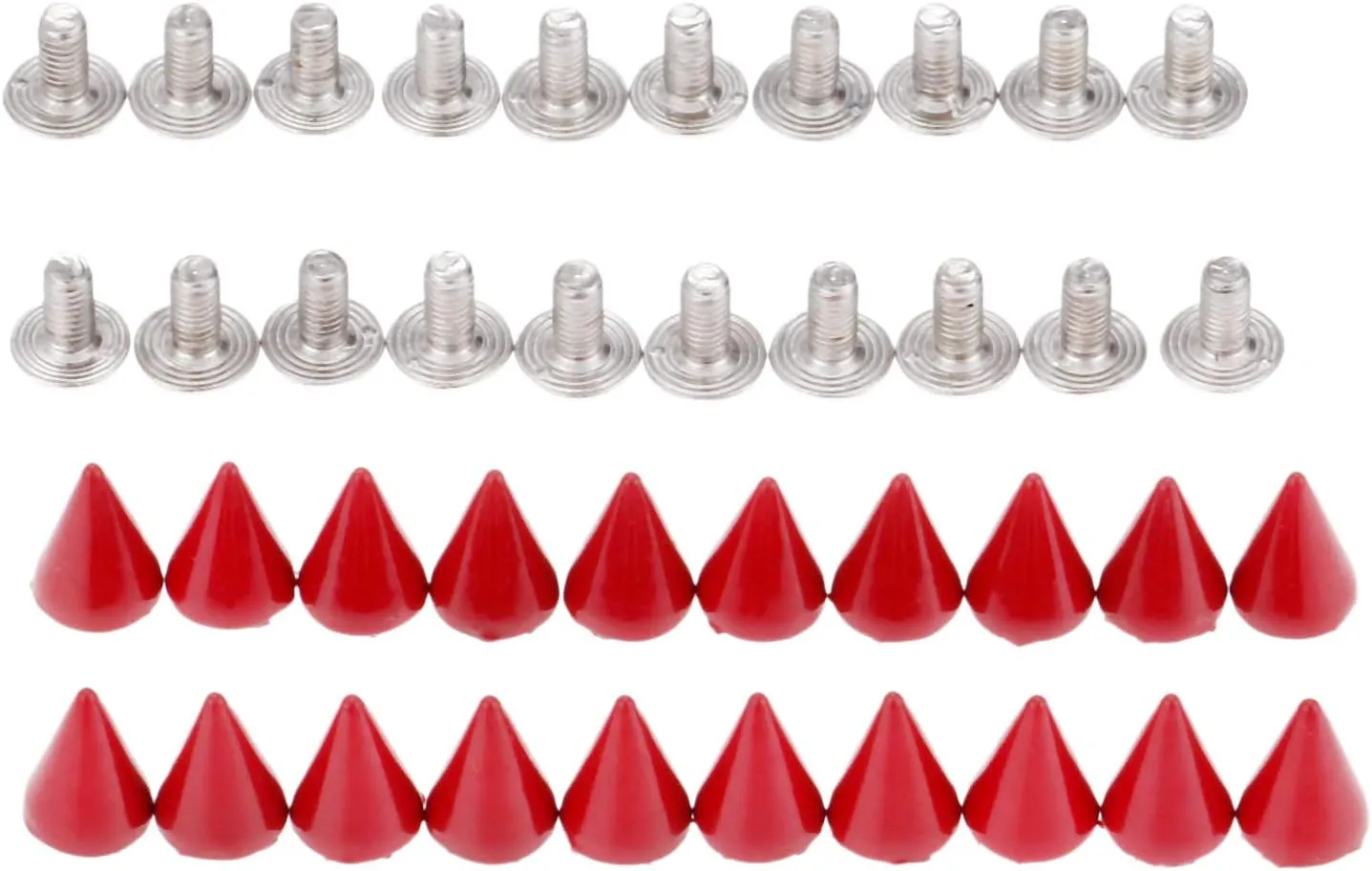 Punk Metal Rivets Screw For Handbag, Belt Shoes, Colored Metal Screw Back Rivet, Cone Spikes Screwback Studs, DIY Leathercraft Findings, 7X10MM, Red