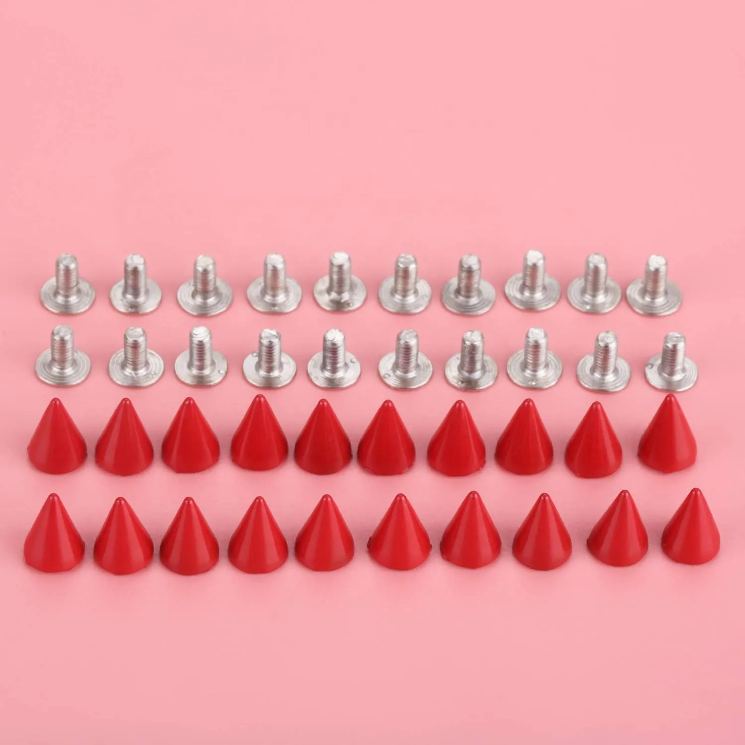 Punk Metal Rivets Screw For Handbag, Belt Shoes, Colored Metal Screw Back Rivet, Cone Spikes Screwback Studs, DIY Leathercraft Findings, 7X10MM, Red