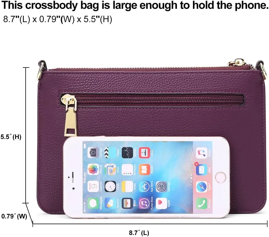 SENDEFN Leather Wristlet Clutch Small Women Crossbody Shoulder Bag Wallet Purses RIFD Card Slots