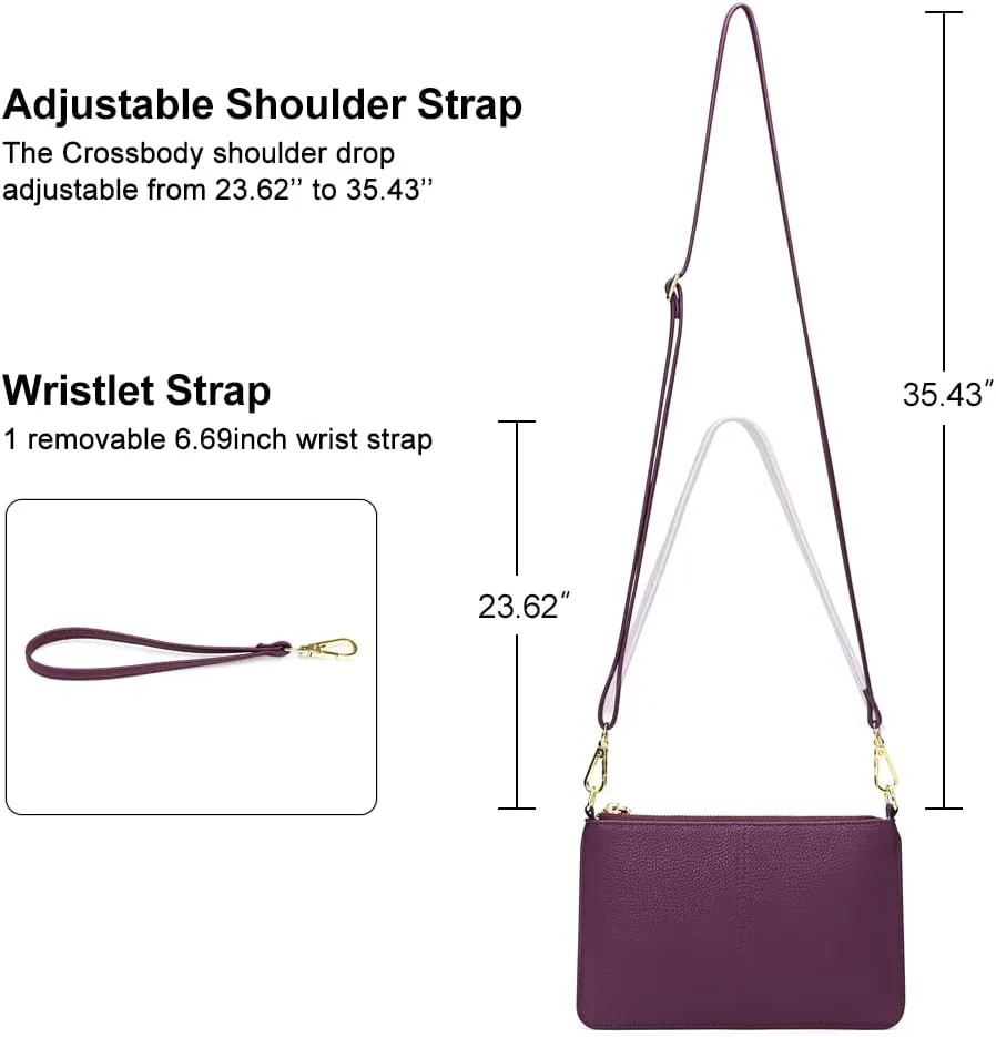 SENDEFN Leather Wristlet Clutch Small Women Crossbody Shoulder Bag Wallet Purses RIFD Card Slots